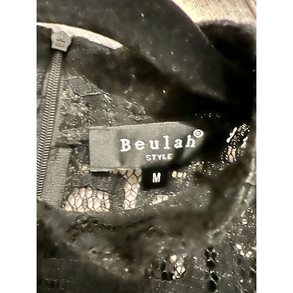 Beulah Style Black Lace Mock Neck top with Trumpet Sleeves - Size S - Picture 4 of 7